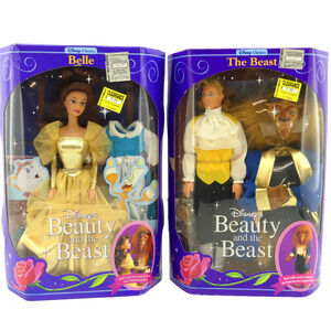 Lot of 2 Vintage 90's Mattel Disney Beauty and the Beast Dolls Belle & The Beast